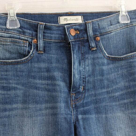 Madewell 9” Mid Rise Skinny Jeans York Wash Rip Repair Stretch Denim Sz 28 - Picture 4 of 12